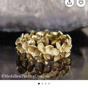 Na Hoku 14K Yellow Gold Plumeria Hawaiian Lei Ring Size 8